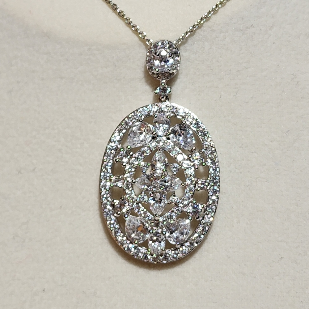 CZ 18" Sterling Silver Necklace